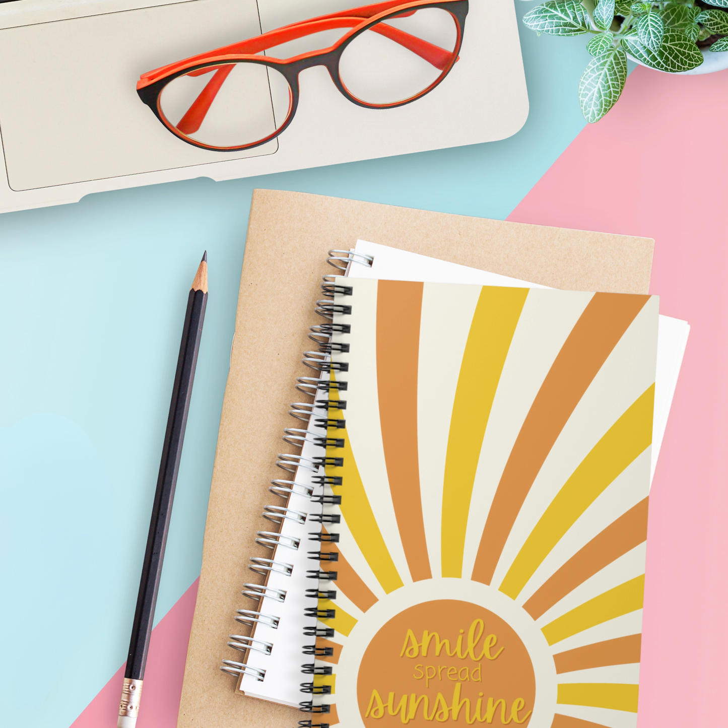 Smile Spread Sunshine Spiral Notebook -Happy Sunny Yellow & Orange Journal