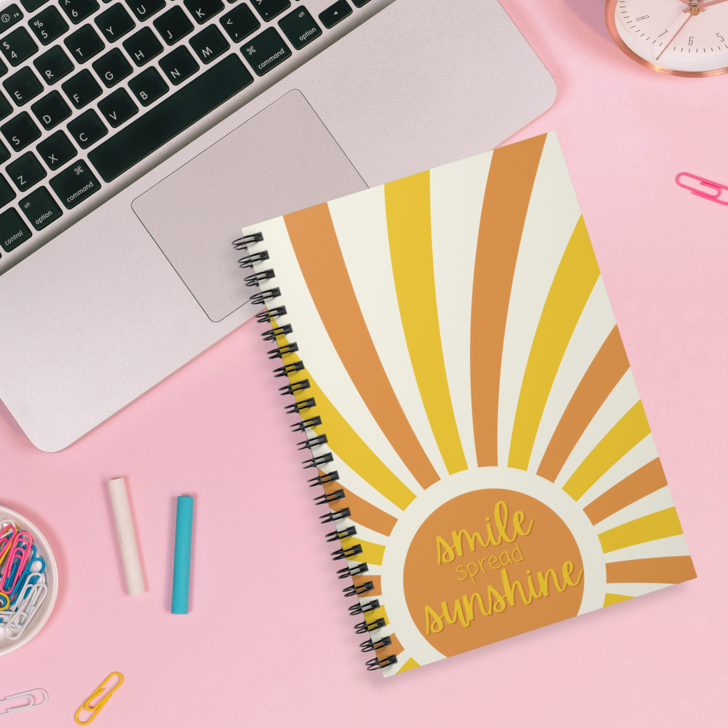 Smile Spread Sunshine Spiral Notebook -Happy Sunny Yellow & Orange Journal