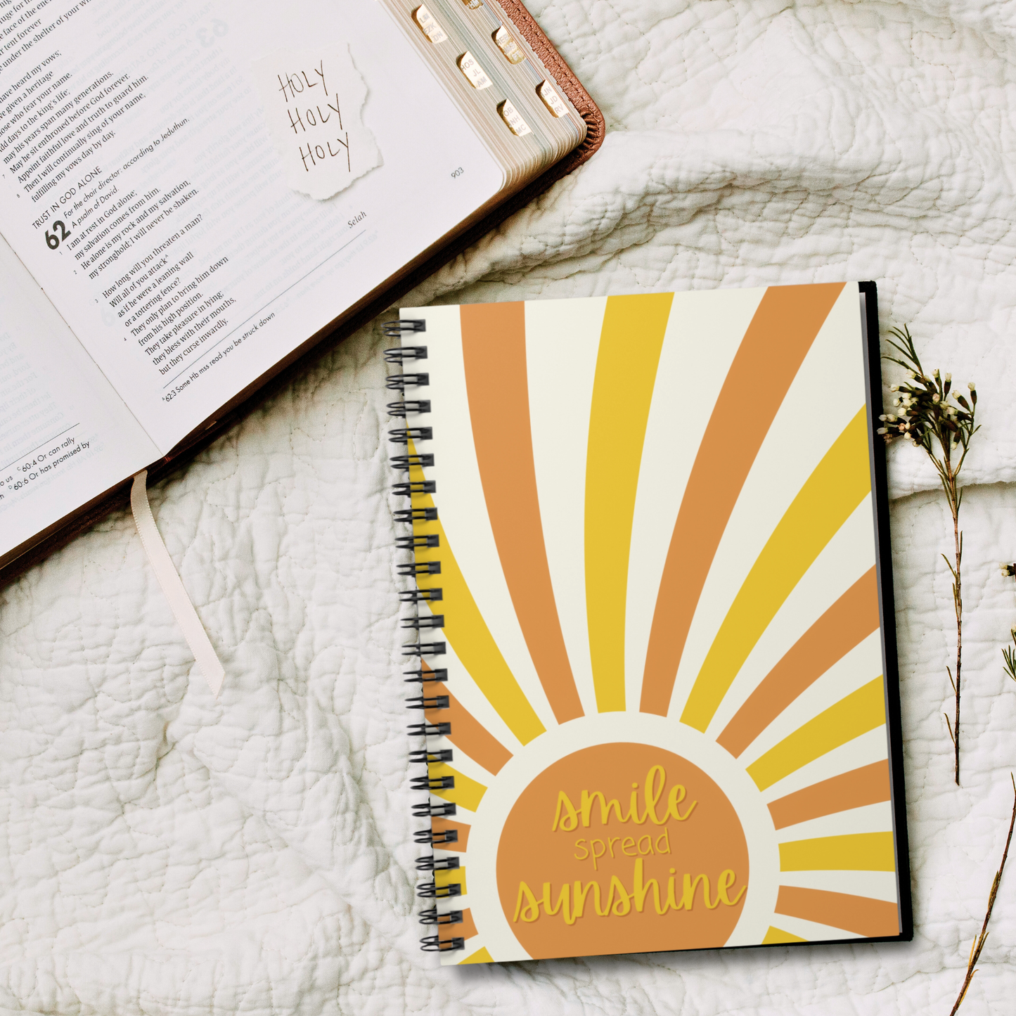Smile Spread Sunshine Spiral Notebook -Happy Sunny Yellow & Orange Journal