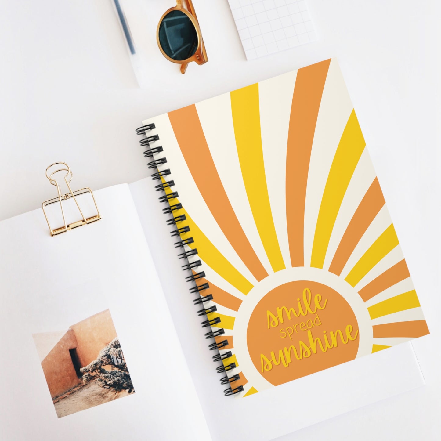 Smile Spread Sunshine Spiral Notebook -Happy Sunny Yellow & Orange Journal