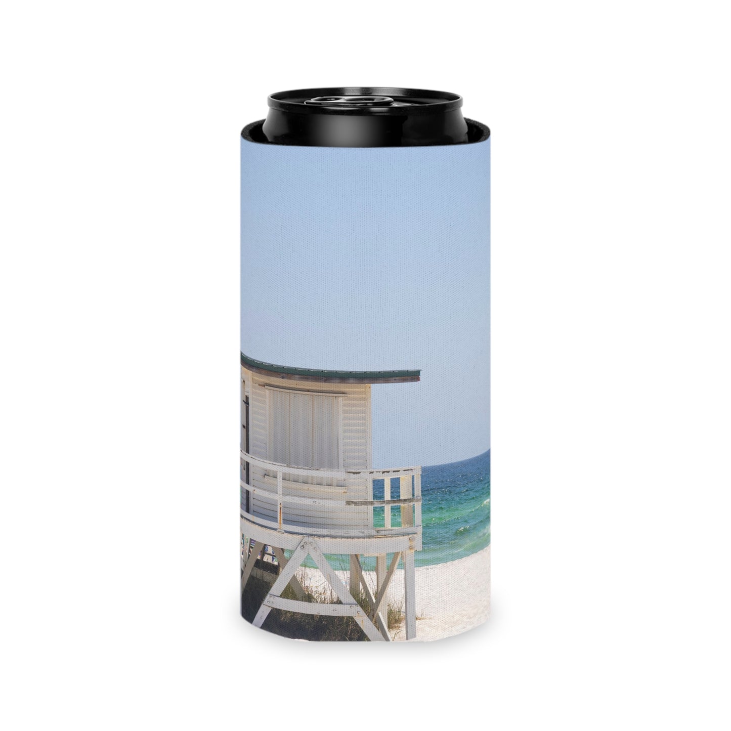Beach House Can Cooler, Summer Cooler Sleeve, Drink Insulator, Gift for Beach Lovers, Destin Beach Accessory, Coastal Party Accessory, Beach Day Essential